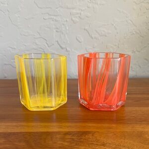 Diane Von Furstenberg‎ large shot glasses Colorful Glass Tumbler Set of 2